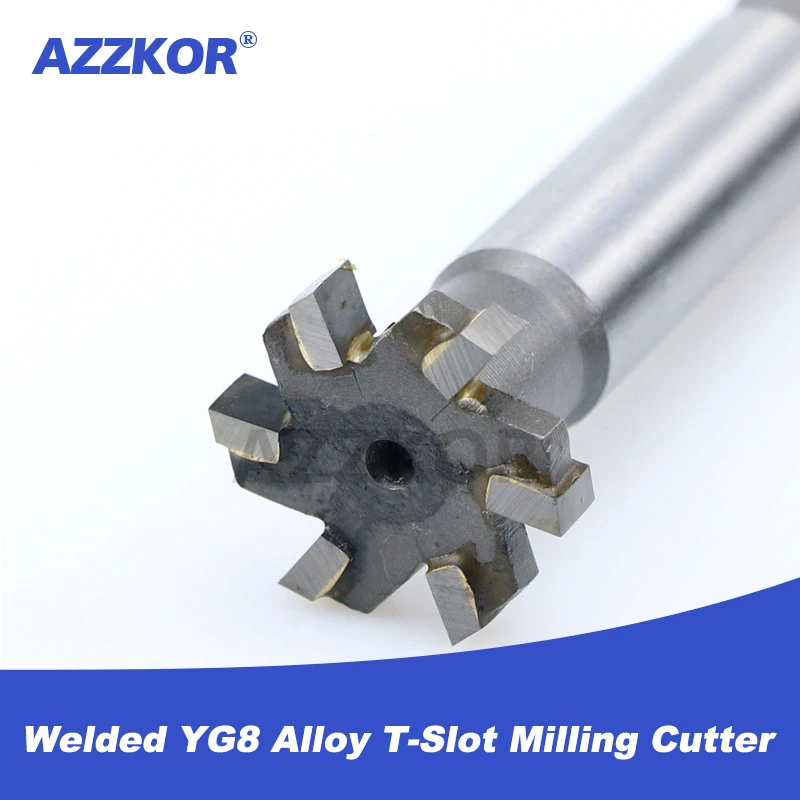 Welded YG8 Alloy T-Slot Milling Cutter Tungsten Steel Rough Inserted Straight Shank For Hardness Metal Keyway Endmills Tool