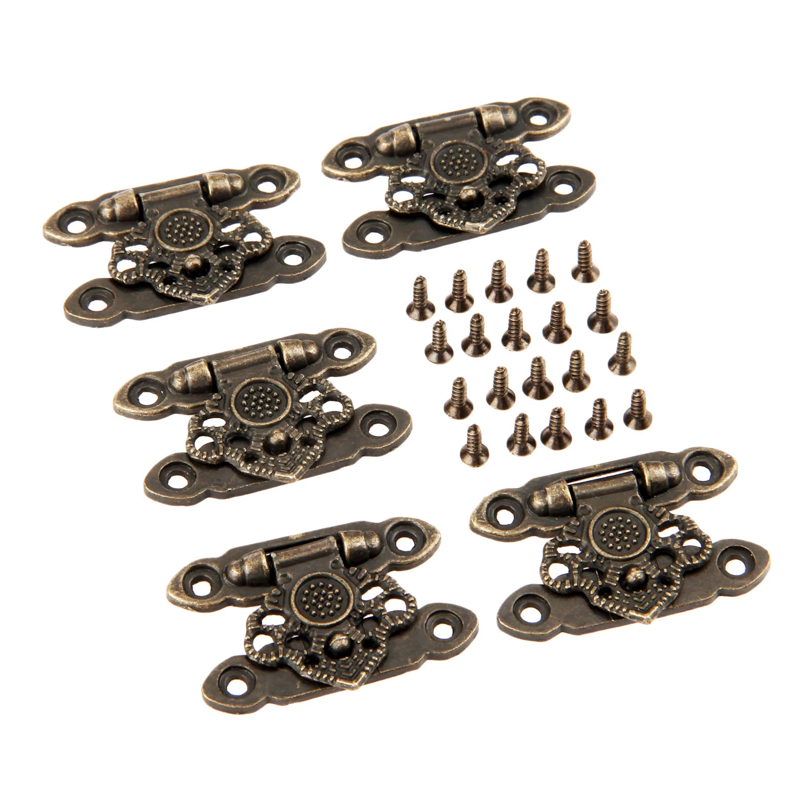 DRELD 5Pcs Antique Bronze Alloy Latch Hardware Decorative Jewelry Gift Wooden Box Suitcase Hasp Latch Hook With Screws 37*25MM
