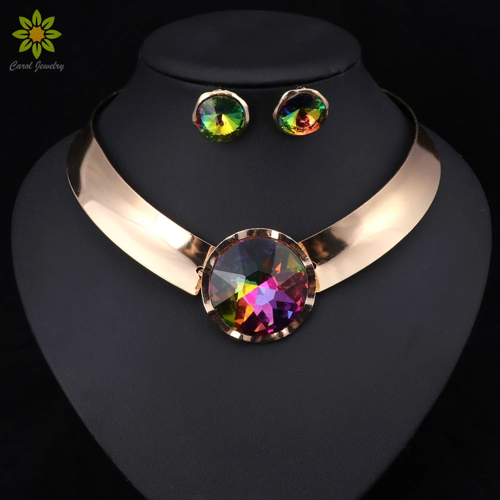 6Color Women Jewelry Sets Trendy Necklace Earrings Statement Necklace For Party Wedding Fashion 2020 Direct Selling