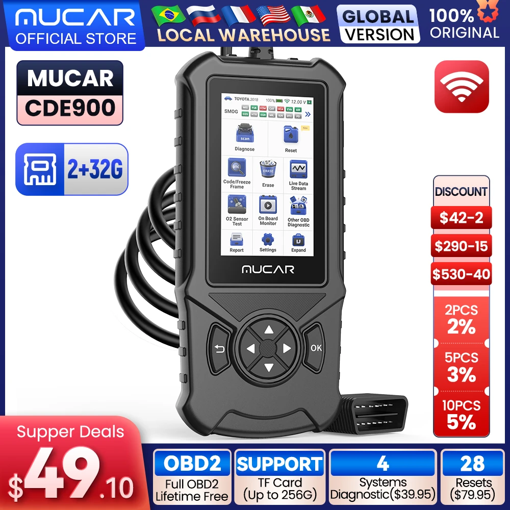 MUCAR CDL20 Lifetime Free Obd2 Car Auto Diagnostic Tools Obd 2 Scanner Automotivo Code Reader Check Engine PK ELM 327