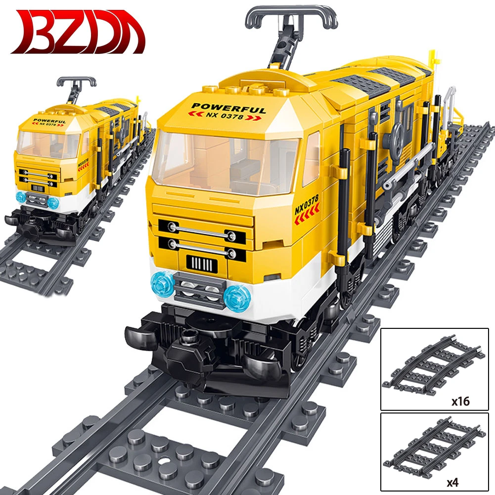 BZDA City Series Power Driven Train Building Blocks Rail Train Cargo With Tracks Model Train Toys Bricks For Children Toys Gifts