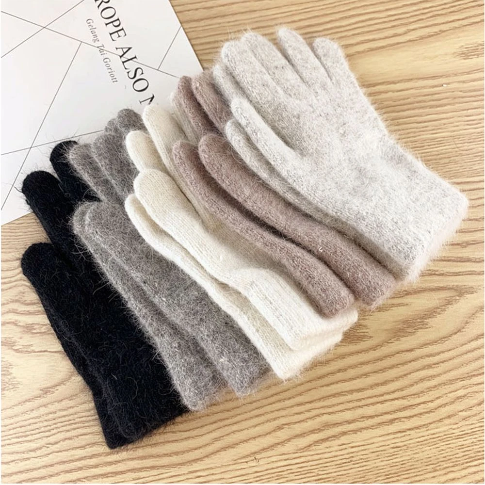 2021 Elastic Full Finger Gloves Warm Thick Cycling Driving Fashion Women Men Winter Warm Knitted Woolen Outdoor Gloves