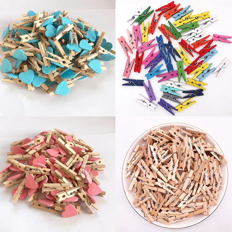 50 PCS Wholesale Very Small Mine Size 25mm Mini Natural Wooden Clips For Photo Clips Clothespin Craft Decoration Clips Pe