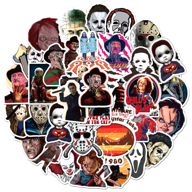 10/30/50pcs/pack Horror Movies Group Graffiti Stickers For Notebook Motorcycle Skateboard Computer Mobile Phone Cartoon Toy Box