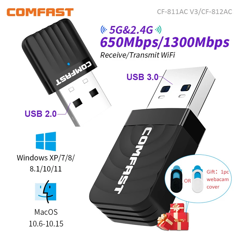650M-1300Mbps 2.4G&5G Dual Band USB Wireless Wifi Adapter RTL8811/RTL8812 802.11AC High Speed Network Card For Laptop Desktop PC
