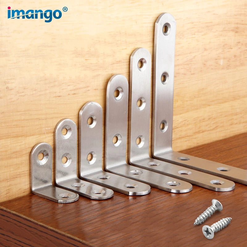 Stainless Steel 90 Degree Angle Bracket,Corner Brace Joint Bracket Fastener Furniture Cabinet Screens Wall,with Screws 1 PCS