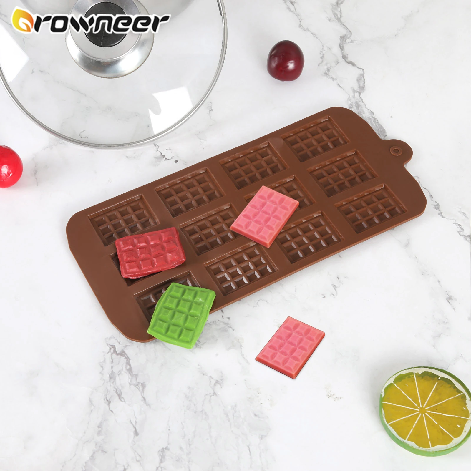 12 Even Chocolate Mold Silicone Non-stick Waffles Mould Lattice Shape 3D Fondant Cake Decoration DIY Candy Bar Baking Tools