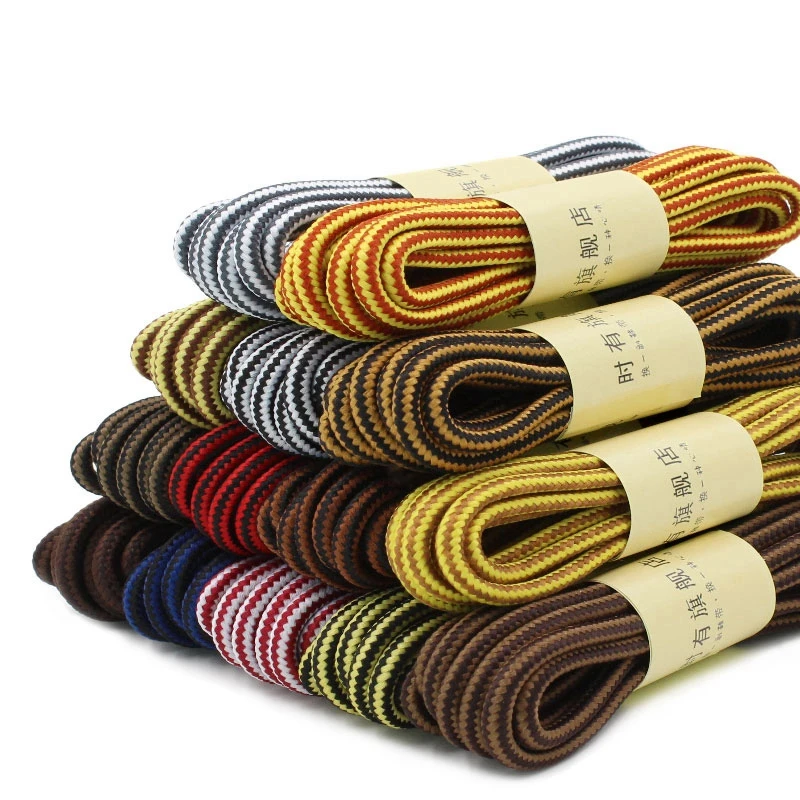 1 Pair Martin Shoes Round Shoe laces Striped Double Color Fashion Shoelaces Outdoor Hiking And Leisure Sports Shoe lace 18 Color