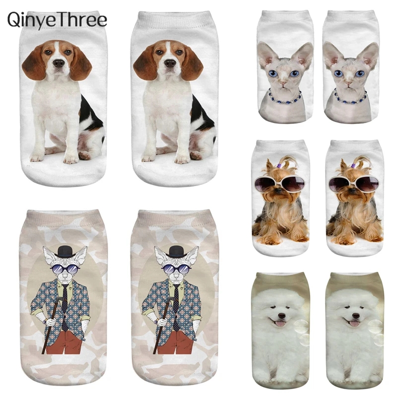 New Fashion Cute Dog 3D Printing Socks Women Ankle Socks Happy Animal Sock Art Puppy Hosiery Cool Dog Life Sox Dropship