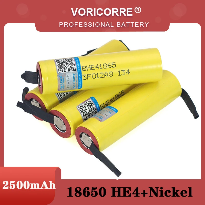 New Original HE4 2500mAh Li-lon Battery 18650 3.7V Power Rechargeable batteries Max 20A,35A discharge + Nickel sheet