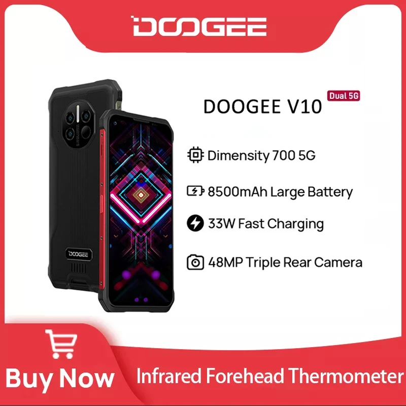 DOOGEE V10 Dual 5G Global Version Rugged Phone 8500mAh Battery 48MP Rear Camera 6.39