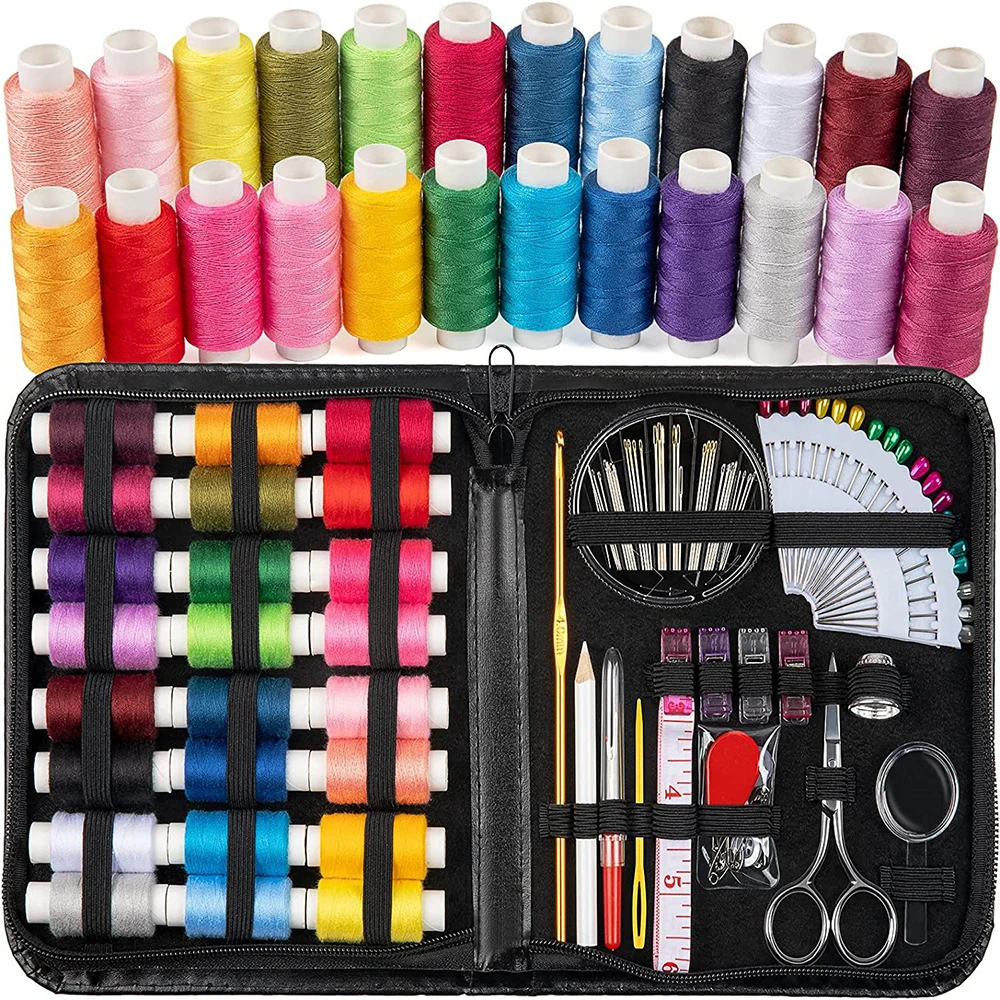 58pcs-228Pcs/Set Travel Sewing Box Kit Sewing Thread Stitches Knitting Needles Tools Cloth Buttons Craft Scissor Home Organizer