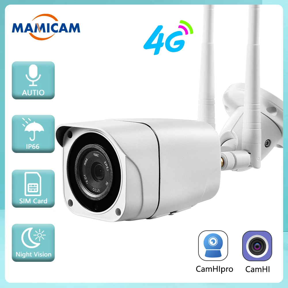 5MP Video Surveillance Camera With Sim Card 4G 3G WIFI Security Protection Outdoor Videcam CCTV Onvif Night Vision IP66 Camhi