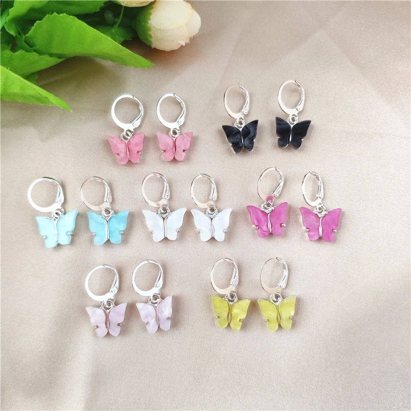 2020 Bohemian Women's Earrings Fashion Color Acrylic Butterfly Stud Earrings Animal Sweet Colorful Stud Earrings Girls Jewelry