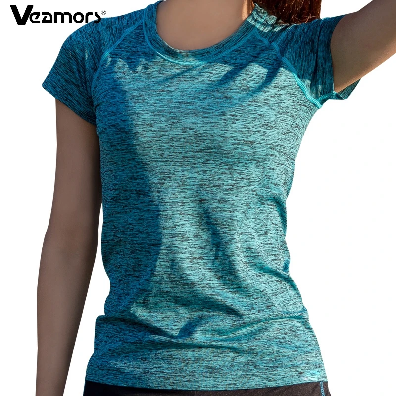 VEAMORS Women Quick Dry Sports Yoga Shirt Short Sleeve Breathable Exercises Yoga Tops Gym Running Fitness T-Shirts Sportswear