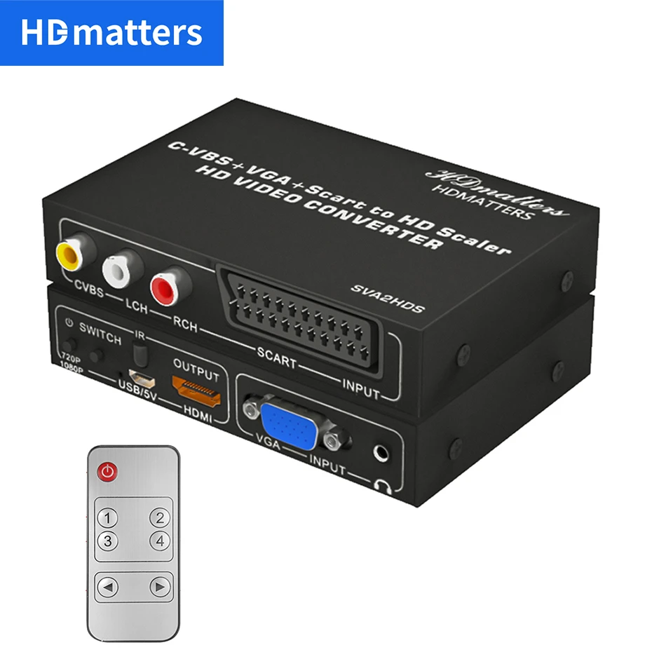 RGB Scart to HDMI-compatible scaler Mixed inputs composite AV VGA Scart to Scaler HDMI-compatible Switch 720P/1080P for wii DVD