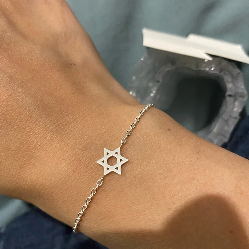 V Attract 2018 Stainless Steel Chain Pulseras Vintage Mujer Jerusalem Magen Star Of David Charm Bracelet Femme Jewish Jewelry