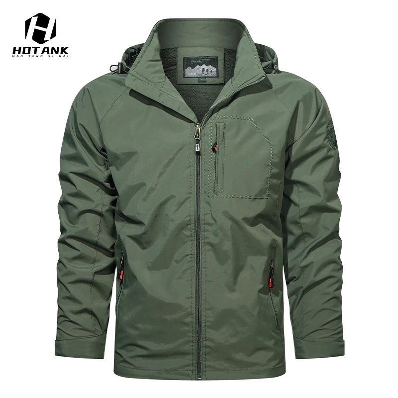 Autumn Men Waterproof Jackets Military Shark Skin Soft Shell Outdoor Outwears Fashion Windbreaker Waterproof Hooded Coats Male