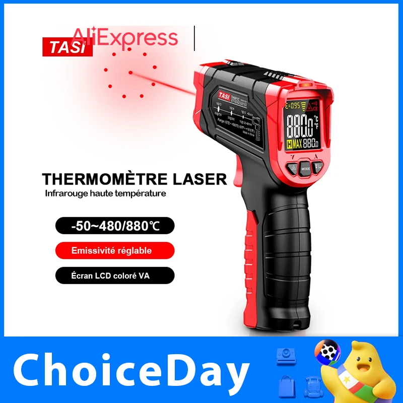 TASI 880 Degrees Celsius Colorful Display High Temperature Infrared Laser Thermometer