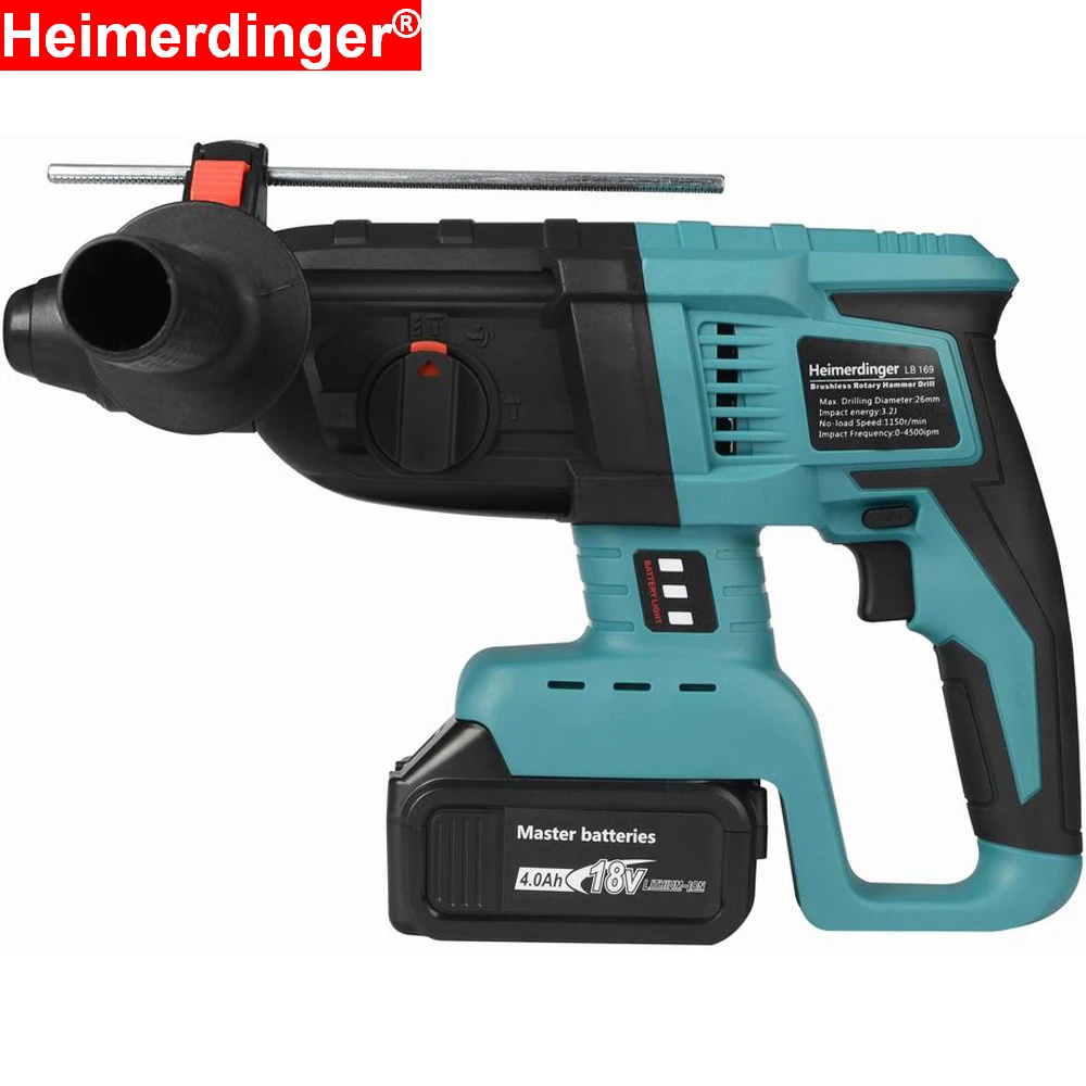 18V rechargeable brushless cordless rotary hammer drill electric Hammer impact drill with 4.0Ah battery