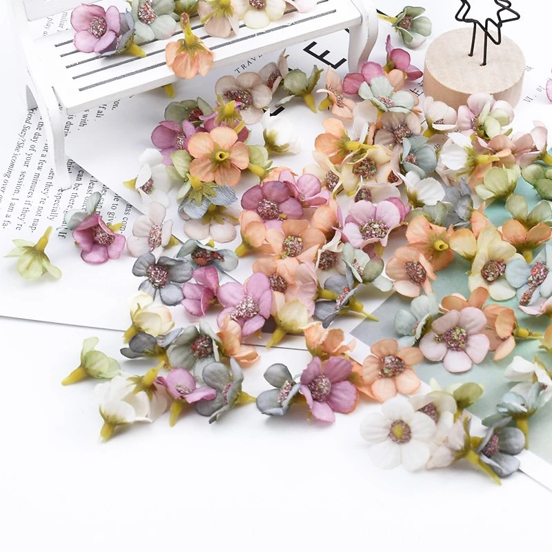 50 Pieces Daisy Lafite Fake Flowers for Scrapbooking Wedding Decorative Flowers Diy Gifts Candy Box Artificial Flowers Wholesale