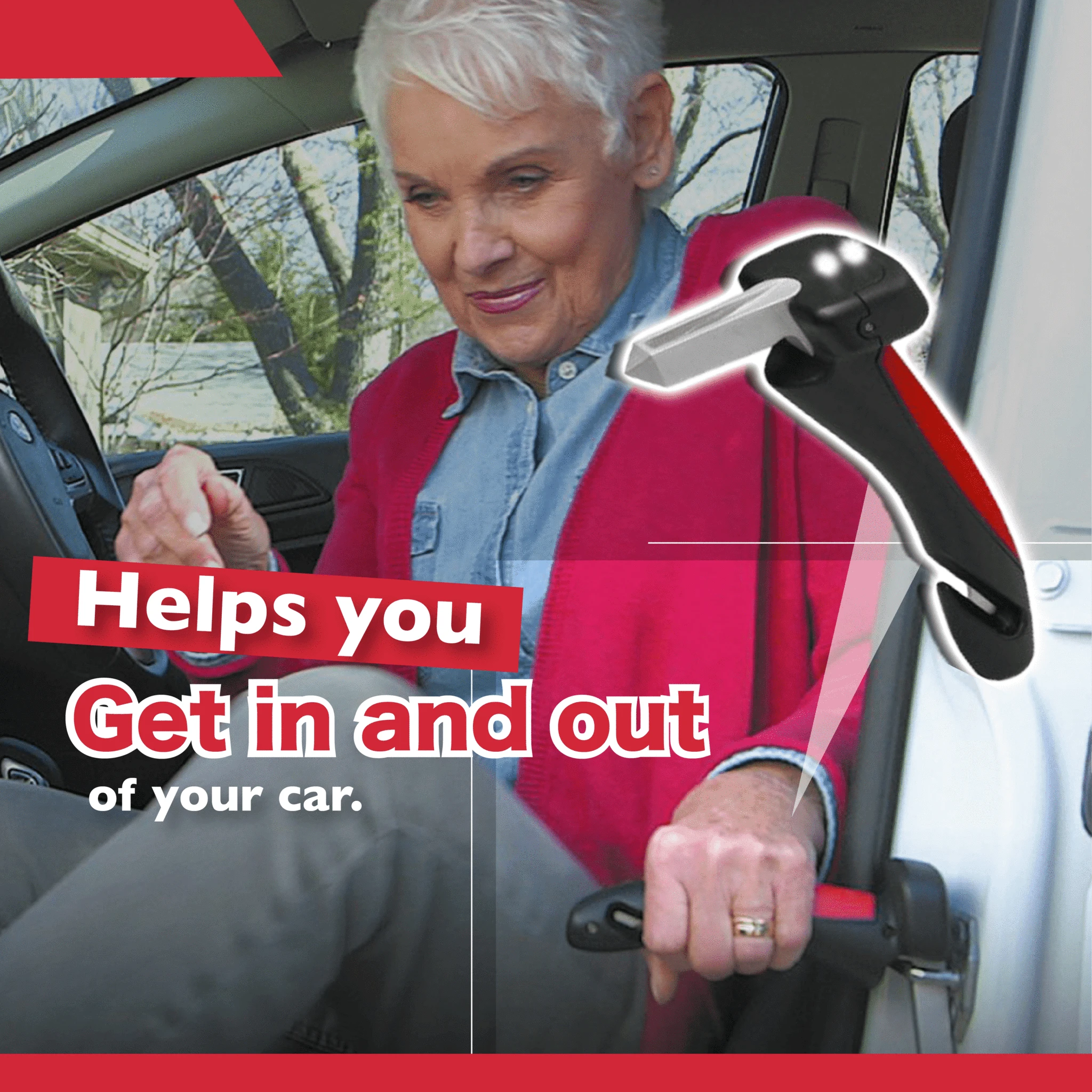 Car Door Handle Assist Bar Non-Slip Elderly Vehicle Standing Support Safety Hammer Mobility Aid Window Breaker Car Accessories