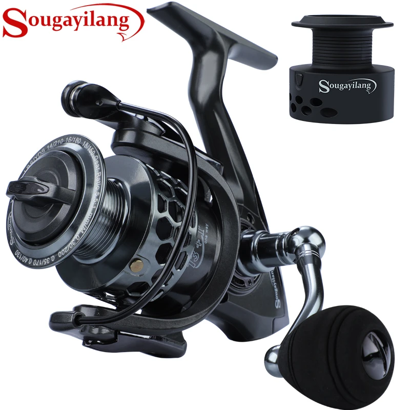 Sougayilang Spinning Fishing Reel 13+1BB Aluminum Alloy Spool Fishing Reel 12KG Max Drag 5.5:1 High Speed Ratio Carp Reel Pesca