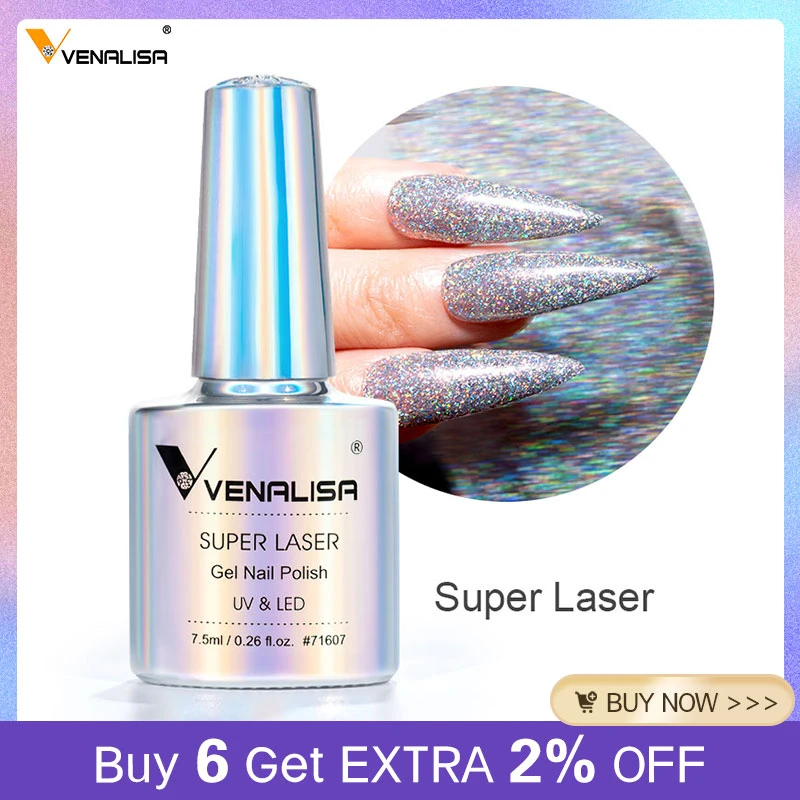 Venalisa Super Laser 7.5ml Gel Nail Polish Glitter Effect Gel Nagellak Nail Manicure Gel Varnish Soak Off UV LED Gel Lacquer