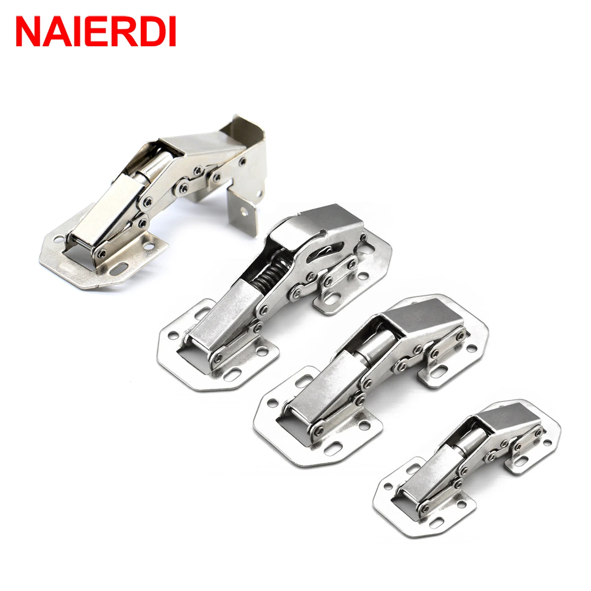 NAIERDI Cabinet Hinge 90 Degree No-Drilling Hole Cupboard Door Hydraulic Hinges Soft Close With Screws Furniture Hardware