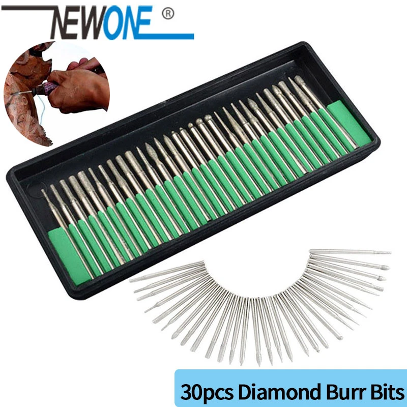 Diamond Burr 30pcs Superior  Bits Drill For Engraving Carving Rotary Tool