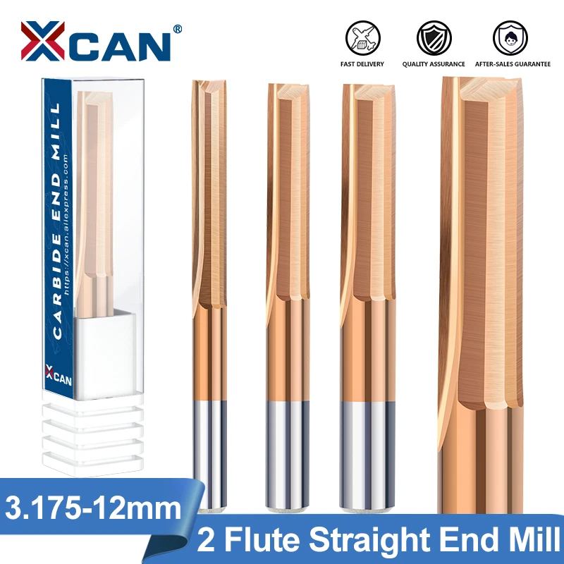 XCAN Straight Milling Cutter 6mm Shank 2 Flute Milling Bit TiCN Coated Carbide End Mill CNC Machine Router Bit Milling Tool