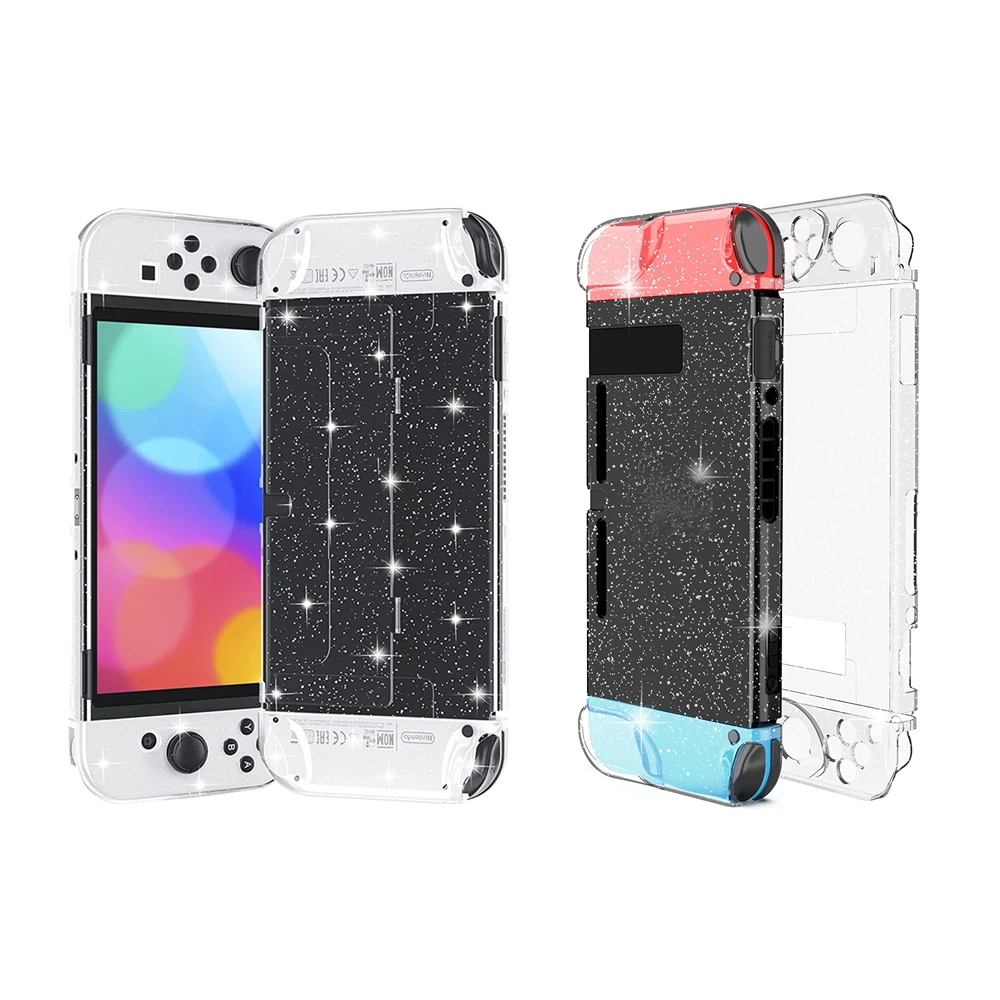 Clear Glitter Hard Case Protective Cover Bling Shell for Nintend Switch NS Joy-Con Controller Crystal Transparent Full Protector