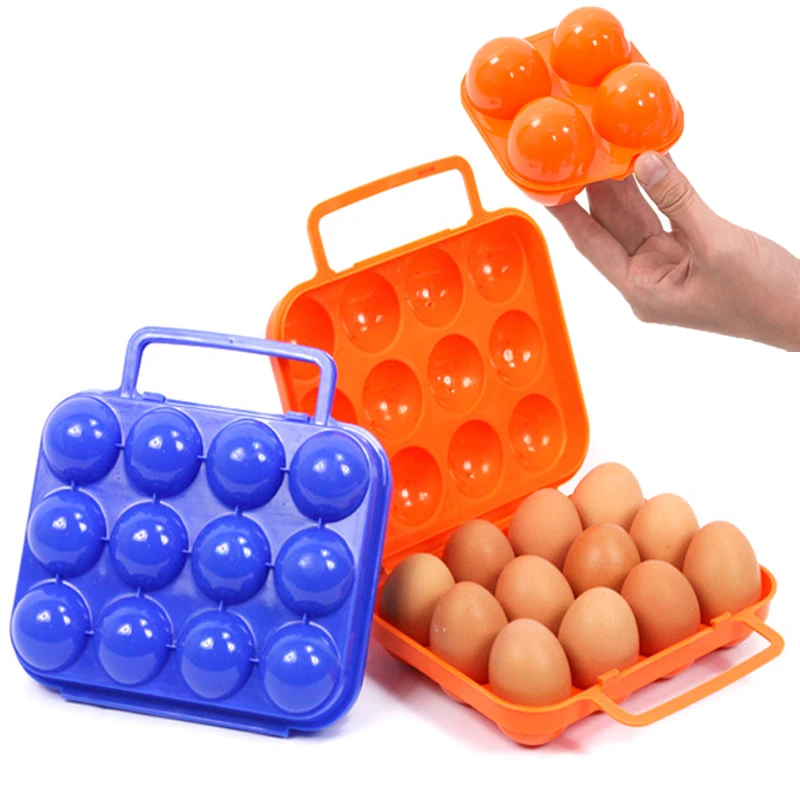 2/4/6/12 Grid Egg Storage Box Container Portable Plastic Egg Holder for Outdoor Camping Picnic Eggs Box Case Kitchen Organizer