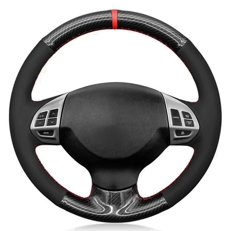 Car Steering Wheel Cover Black Carbon Fiber Suede For Mitsubishi Lancer X 10 2007-2015 Outlander 2006-2013 ASX 2010-2013