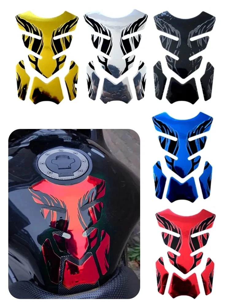 For Honda Yamaha Tankpad Sticker Fishbone 3D Tank pad Stickers Oil Gas Protector Cover Decoration Flame Motorcycle Accessories