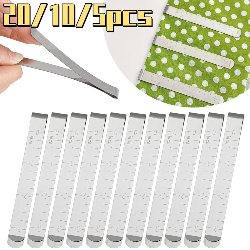 20pcs Metal Sewing Crimping Clip Stainless Steel Hemming Clips Ruler For DIY Sewing & Stitching Pinning Marking Quilting Ruler