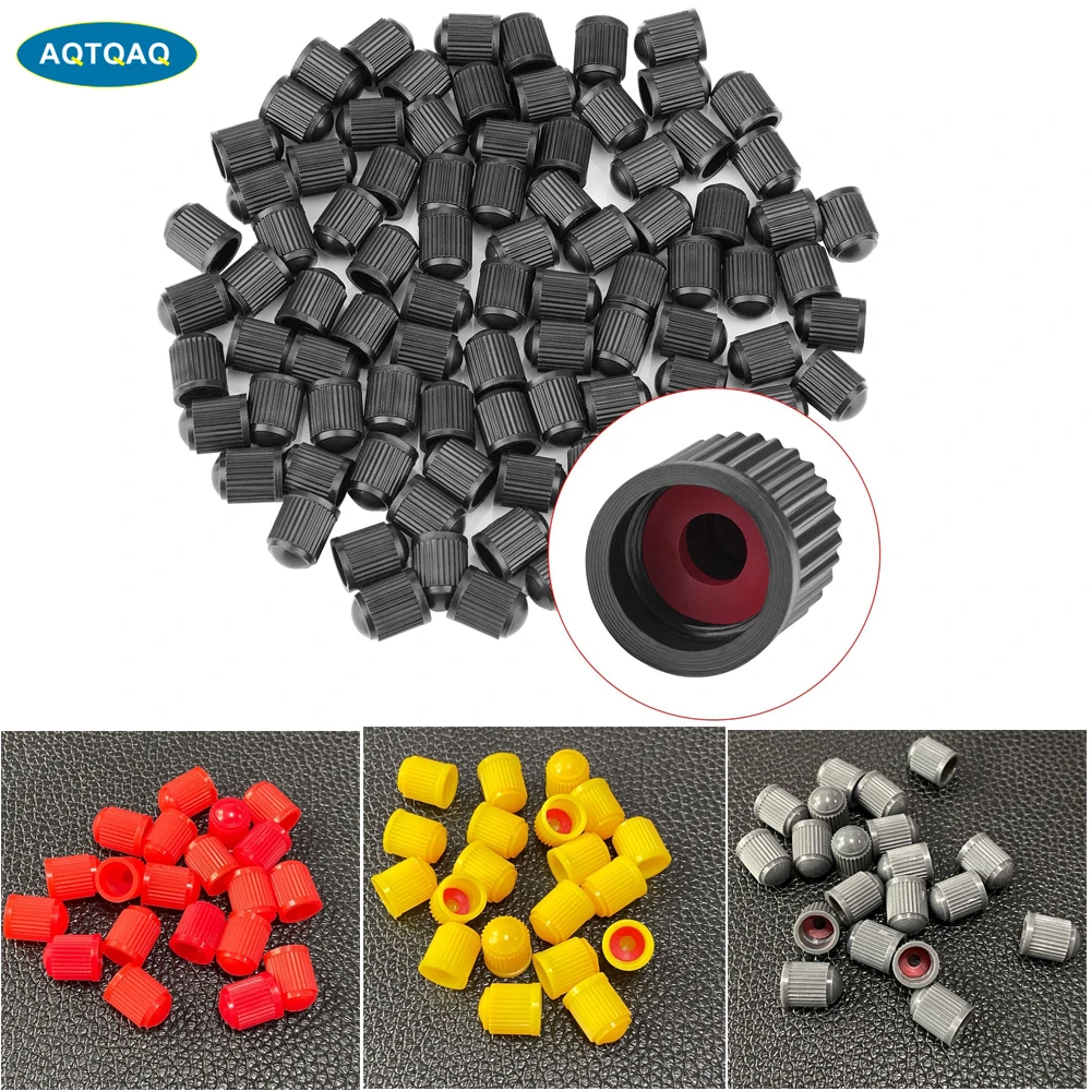 AQTQAQ Tyre Wheel Stem Air Valve Caps Car Tire Valve Caps With Rubber Seal Auto Truck Bike MTB Dust Dustproof Caps