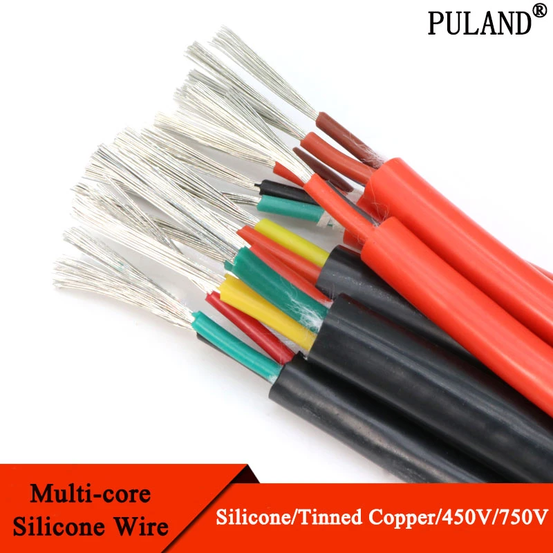 Square 0.3 0.5 0.75 1 1.5 2 2.5 4mm Ultra Soft Silicone Rubber Cable 2 3 4 Cores Insulated Flexible Copper High Temperature Wire