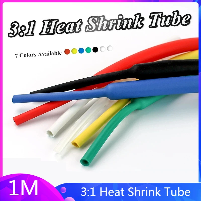 1M/lots 3:1 Heat Shrink Tube with Glue Dual Wall Tubing Diameter 1.6/2.4/3.2/4.8/6.4/7.9/9.5/12.7mm Adhesive Lined Sleeve Wrap