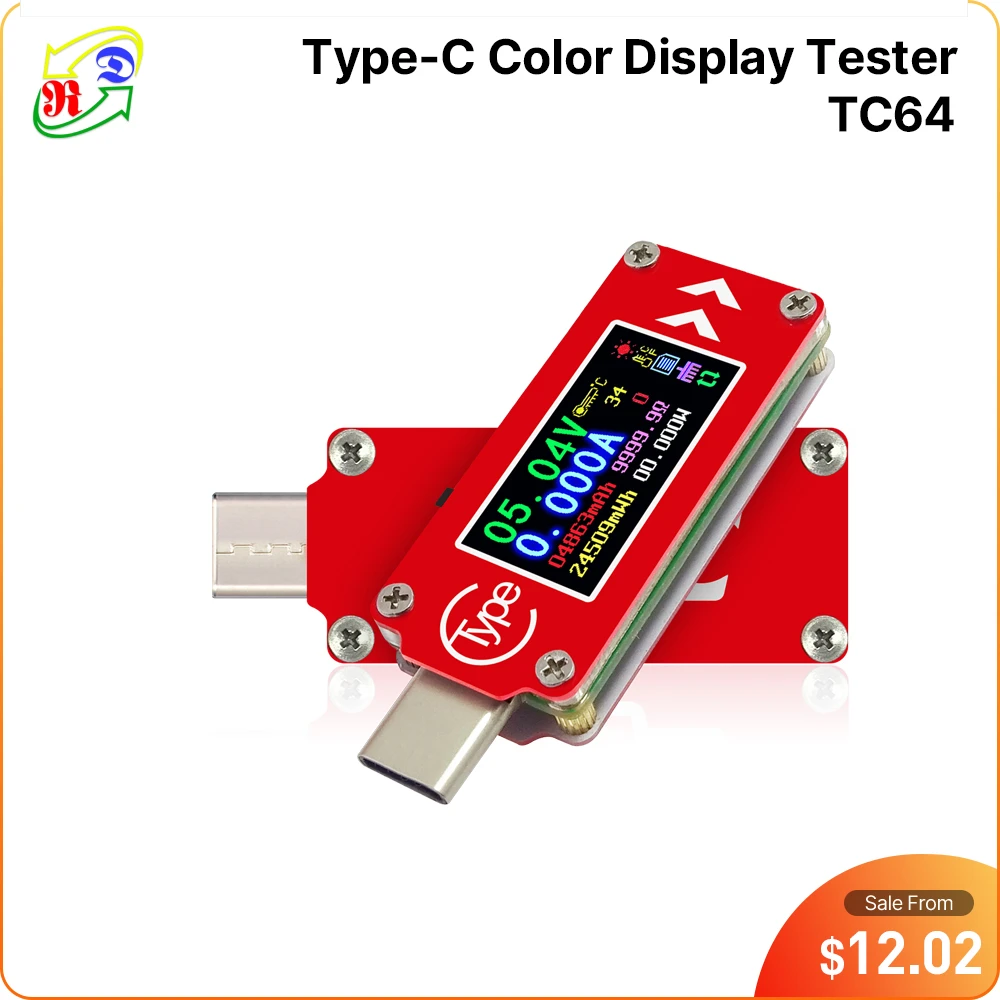 RD TC64  Type-C color LCD USB Voltmeter ammeter voltage current meter multimeter battery PD charge power bank USB Tester