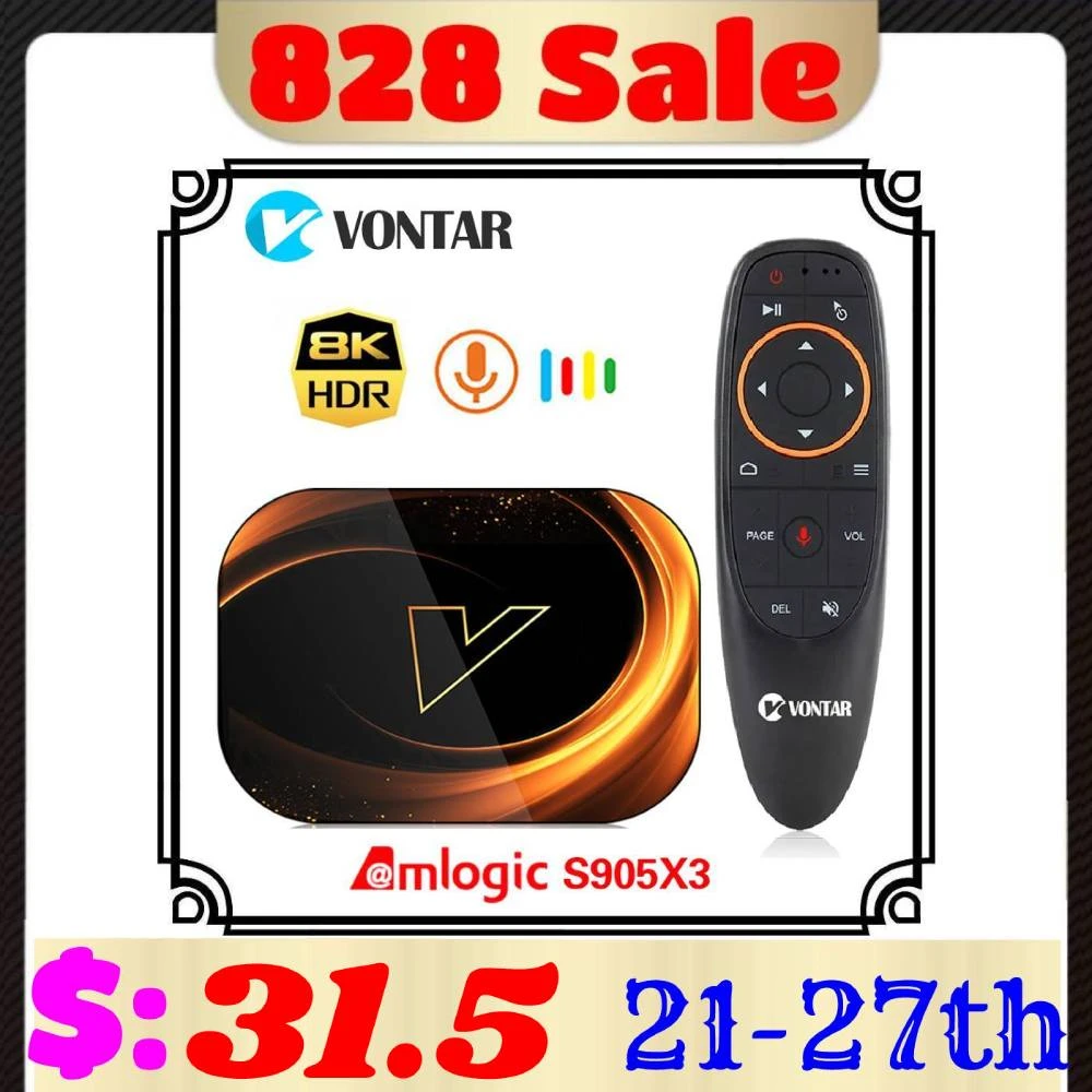 2020 VONTAR X3 8K Amlogic S905X3 4GB RAM 64GB TV Box Android 9.0 Set Top Box 1000M Dual Wifi 4K Youtube Smart TV Box