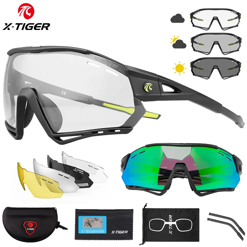 X-TIGER Cycling Sunglasses Photochromic UV400 Sports Cycling Glasses MTB Racing Men's Sunglasses Bicycle Hiking Eyewear Glasses