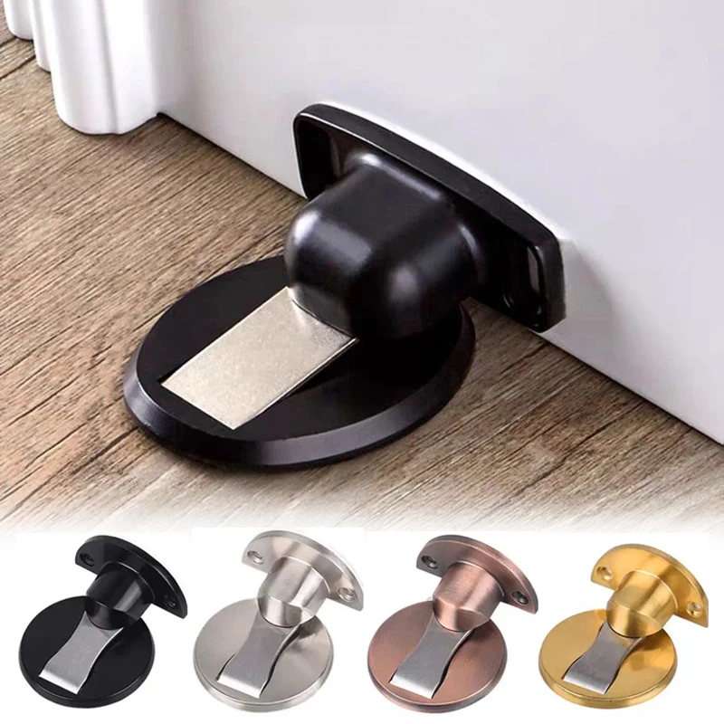 Magnetic Door Stop Punch Free 304 Stainless Steel Door Suction Fixator Floor Without Order Door Stop Furniture Hardware Accessor