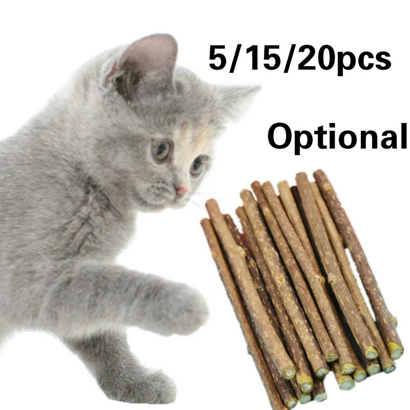 5/15/20pcs Pure Natural Catnip Pet Cat Toy Safety Molar Toothpaste Branch Cleaning Teeth Cat Snacks Sticks Pet Supplies Catnip