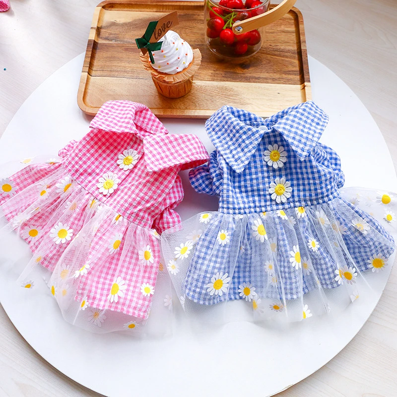 Daisy Skirt Pet Dog Clothes Fashion Dress Clothing Dogs Super Small Costume Cute Cotton Chihuahua Summer Yollow Girl Mascotas