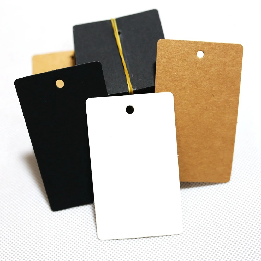 Square Kraft Paper Tags Scallop Head Label Luggage Wedding Note Blank Price Hang Tag 100pcs