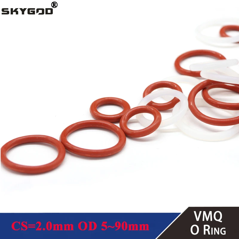 10pcs White Silicone Ring Gasket CS 2mm OD 5 ~ 80mm Food Grade Waterproof Washer Rubber silicone gasket o-ring rubber ring
