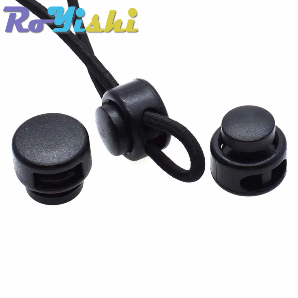 10pcs/pack Cord Lock Toggle Clip Stopper Plastic Black For Bags/Garments Size:15mm*14mm