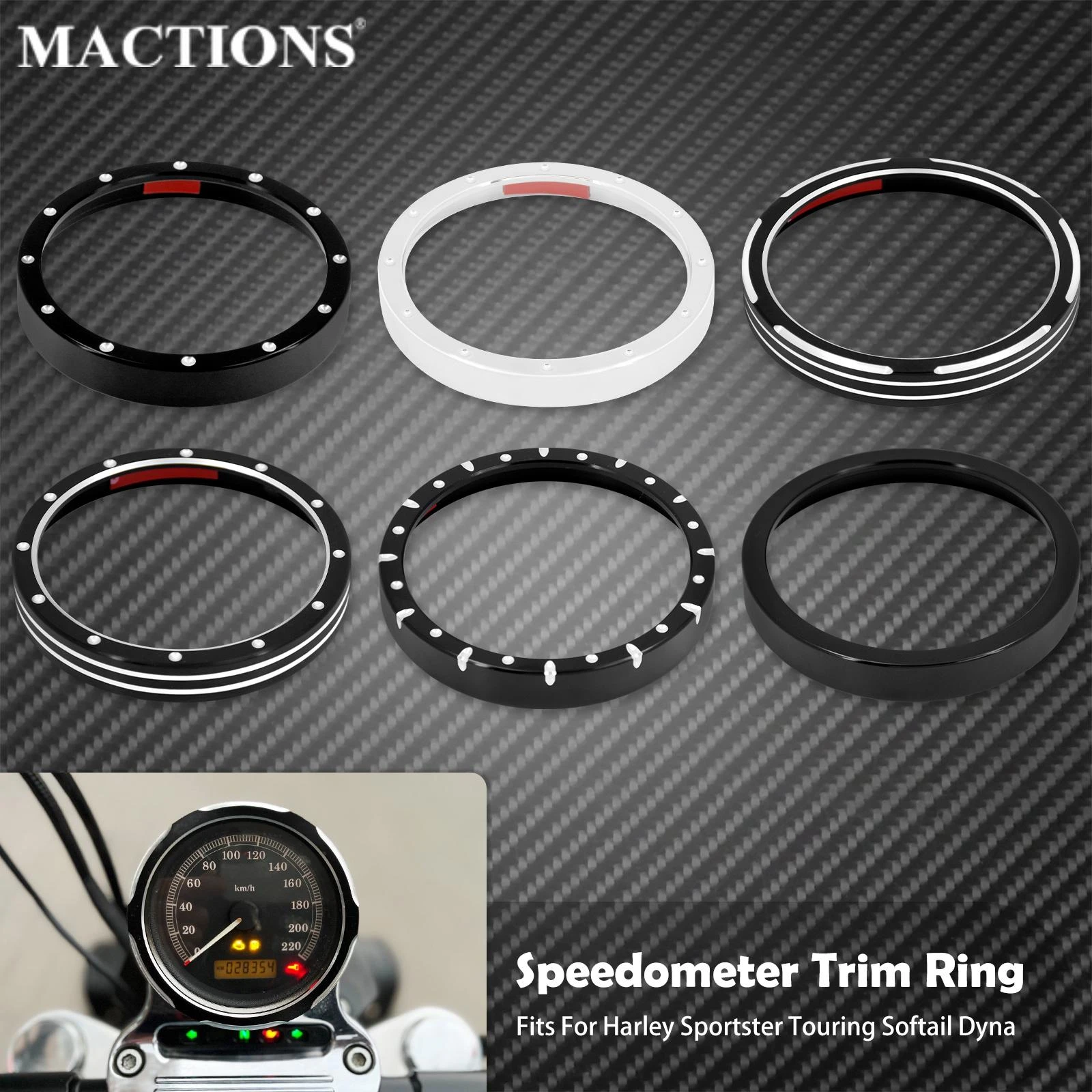 Motorcycle Black Speedometer Trim  Bezel Cover Billet CNC Cut For Harley Sportster 883 1200 XL XR Iron Dyna Stree Bob Low Rider