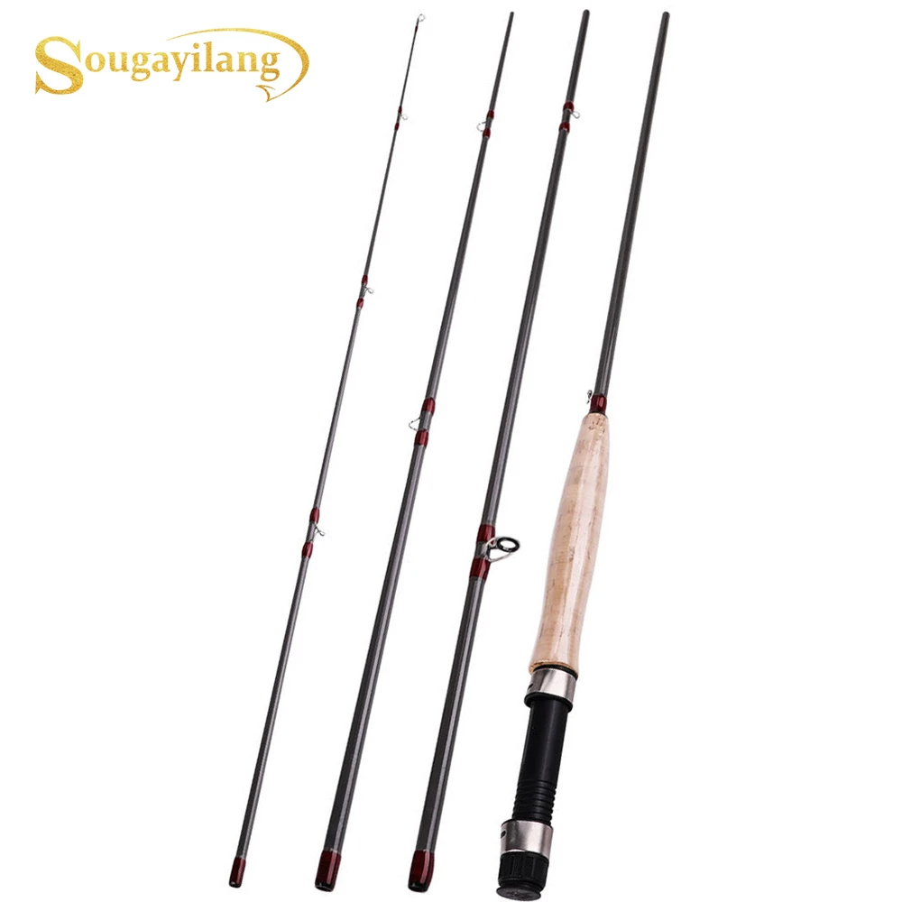 Sougayilang 9FT 2.7M 4 Section Fishing Rod Portable UltraLight Fly Fishing Rod  Soft Cork Handle Rod Fishing Tackle